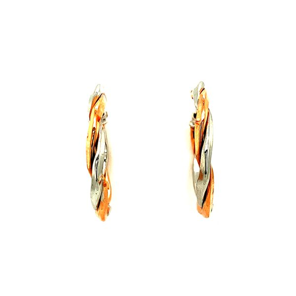 10KT TWO-TONE WHITE & ROSE GOLD TWISTED HOOP EARRING Taylors Jewellers Alliston, ON
