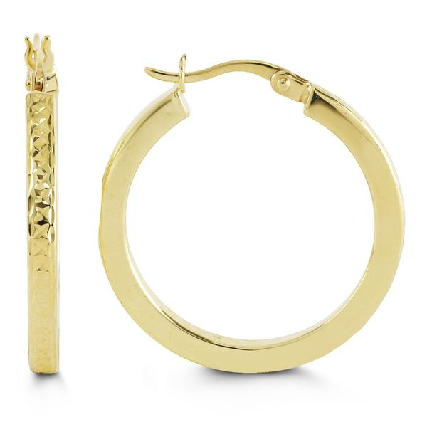 10KT YELLOW GOLD HOOPS WITH TEXTURED FINISH Taylors Jewellers Alliston, ON