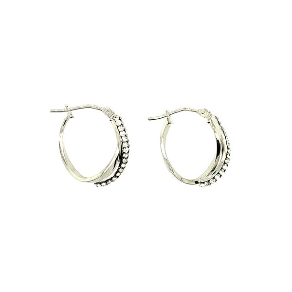 LADY'S WHITE POLISHED 10KT GOLD TWISTED HOOP EARRINGS Image 2 Taylors Jewellers Alliston, ON