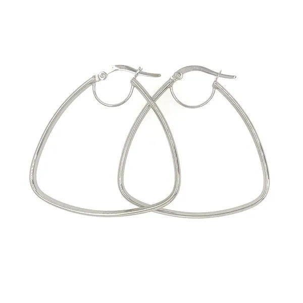 10KT White Gold Large Triangular Tube Shaped Hoop Earrings Image 2 Taylors Jewellers Alliston, ON