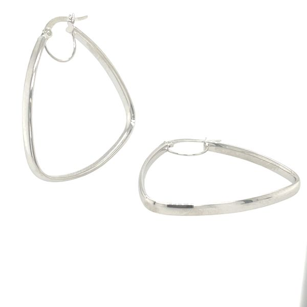 10KT White Gold Large Triangular Tube Shaped Hoop Earrings Taylors Jewellers Alliston, ON