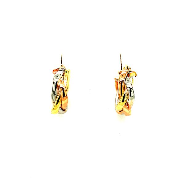 10KT TRI-COLOUR YELLOW, WHITE & ROSE GOLD WEAVE EARRINGS Taylors Jewellers Alliston, ON