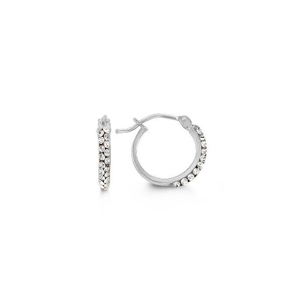 Lady's White 10 Karat Small Hoop Earrings With CZ 1012F Taylors Jewellers Alliston, ON