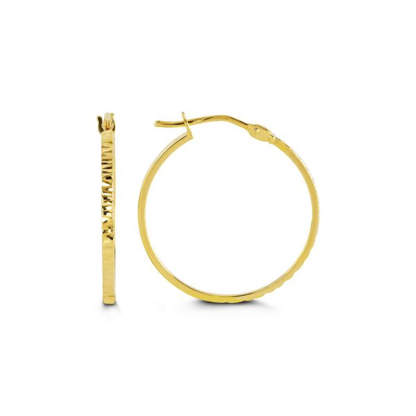 BELLA 1040D 10KT YELLOW GOLD DIAMOND CUT MEDIUM HOOP EARRINGS 1040D Taylors Jewellers Alliston, ON