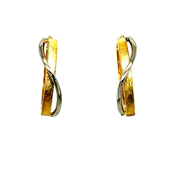 10KT YELLOW & WHITE GOLD HOOP EARRINGS 1048 Taylors Jewellers Alliston, ON