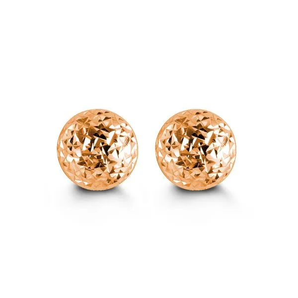 7MM 10KT Rose Gold Diamond Cut Ball Stud Taylors Jewellers Alliston, ON