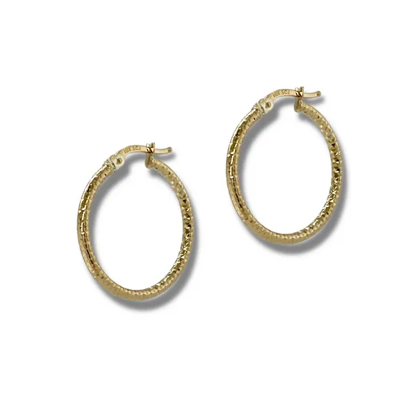 10K Yellow Gold Medium Hollow Diamond Cut Hoop Earrings Taylors Jewellers Alliston, ON