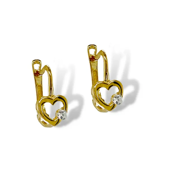 10K Yellow Gold Heart Earrings with Clear Stones Taylors Jewellers Alliston, ON