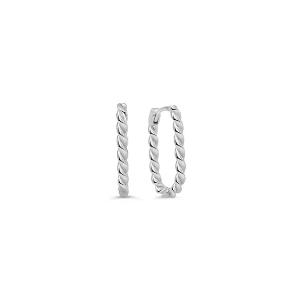 10K White Gold Small Twisted Hollow Oval Hoop Earrings Taylors Jewellers Alliston, ON