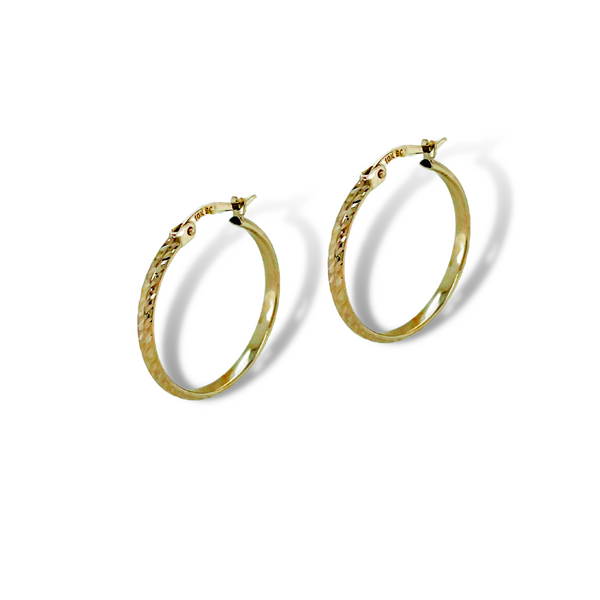 10K Yellow Gold Hoops with Diamond Cut Finish - 20MM Taylors Jewellers Alliston, ON