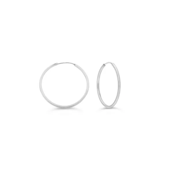 10K White Gold Endless Hollow Hoop Earrings Taylors Jewellers Alliston, ON