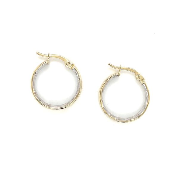 10K Gold Smooth Twist Two-Tone Small Hoop Earrings Image 2 Taylors Jewellers Alliston, ON