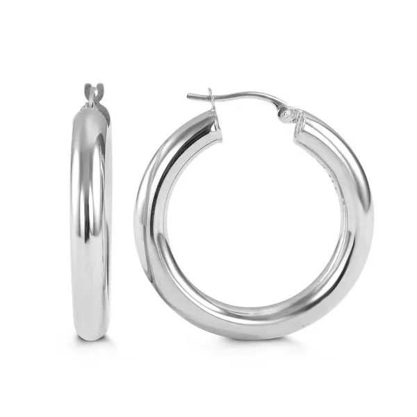 10K White Gold Large Hollow Hoops Taylors Jewellers Alliston, ON