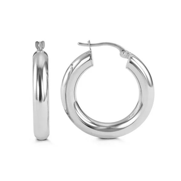 10K White Gold Medium Hollow Hoops Taylors Jewellers Alliston, ON