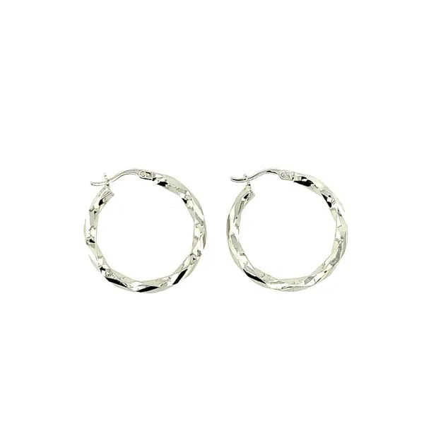 10KT White Gold Twisted Hoop Earrings 1005E Image 2 Taylors Jewellers Alliston, ON