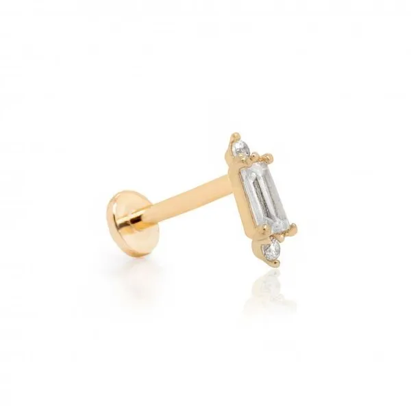 14KY Gold Rectangular CZ Flat Scewback Single Stud Taylors Jewellers Alliston, ON