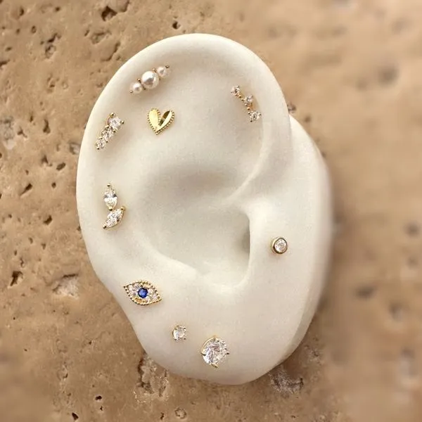 14KY Gold Beaded Border D/C Heart Scewback Single Stud Image 3 Taylors Jewellers Alliston, ON