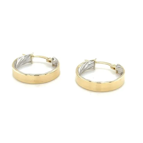 10K Gold Smooth Twist Two-Tone Small Hoop Earrings Taylors Jewellers Alliston, ON