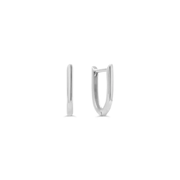 10K White Gold Elongated Small Hoops Taylors Jewellers Alliston, ON