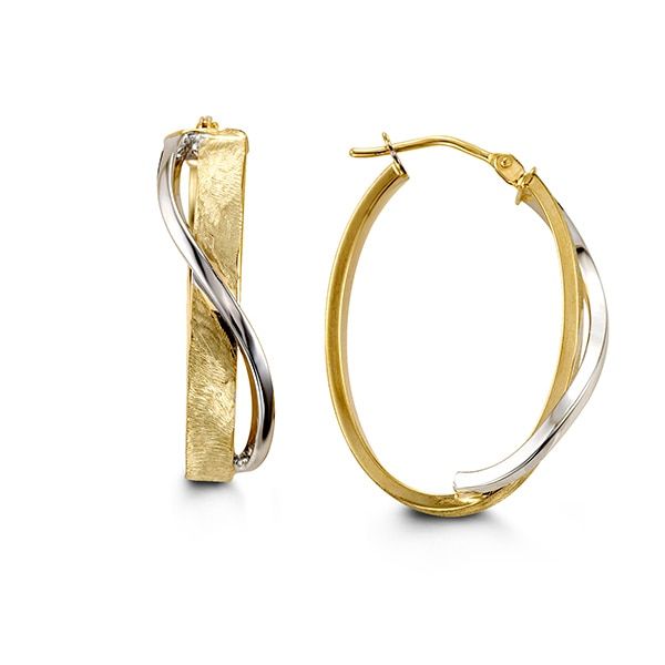 10KT YELLOW & WHITE GOLD HOOP EARRINGS 1048 Taylors Jewellers Alliston, ON