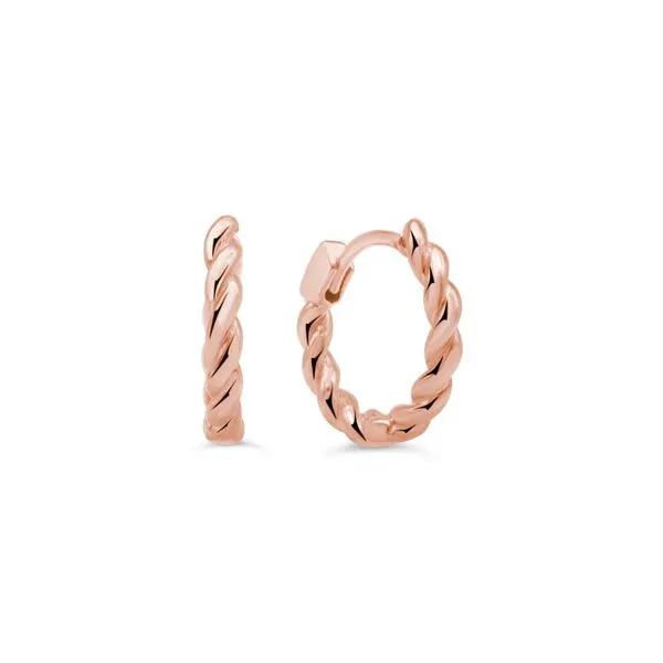 10K Rose Gold Twisted Hollow Small Hoop Earring Taylors Jewellers Alliston, ON