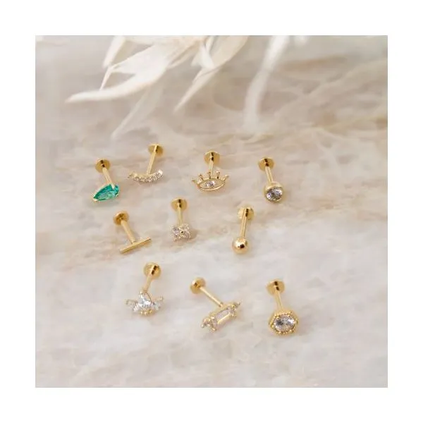 14KY Gold Curvy Bar CZ Flat Scewback Single Stud Image 2 Taylors Jewellers Alliston, ON