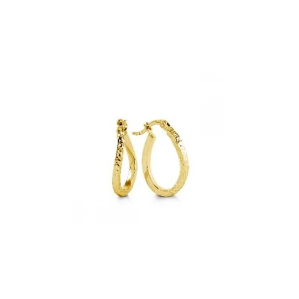 10KT YELLOW GOLD OVAL HOOP DIAMOND CUT EARRINGS Taylors Jewellers Alliston, ON