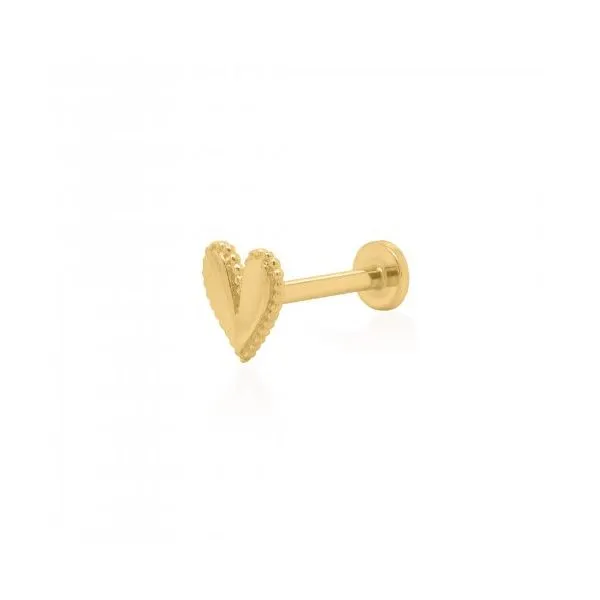14KY Gold Beaded Border D/C Heart Scewback Single Stud Taylors Jewellers Alliston, ON