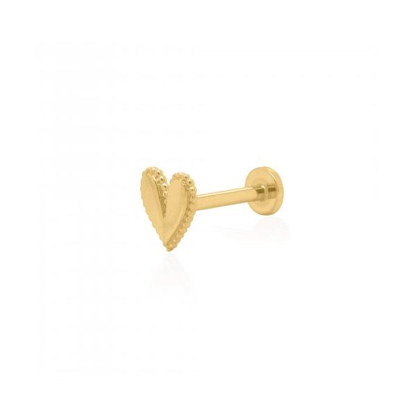 14KY Gold Beaded Border D/C Heart Scewback Single Stud Taylors Jewellers Alliston, ON