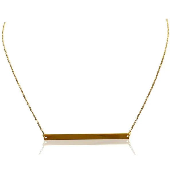 14 KT YELLOW GOLD HORIZONTAL BAR NECKLACE 16