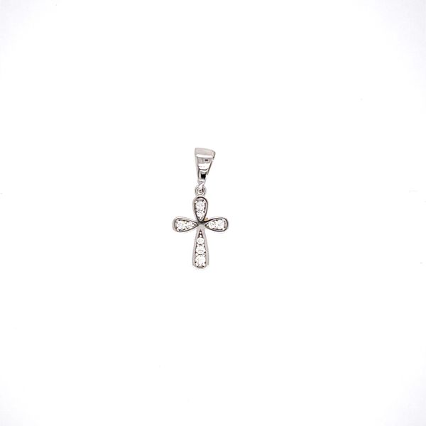 NOAH 3174 10KT WHITE GOLD CROSS  ROUNDED WITH CZ Taylors Jewellers Alliston, ON