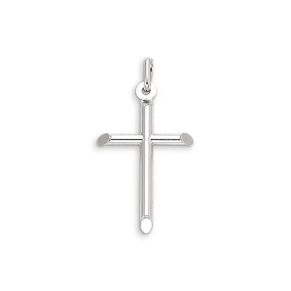 10KT WHITE GOLD MEDIUM TUBE CROSS PENDANT Taylors Jewellers Alliston, ON