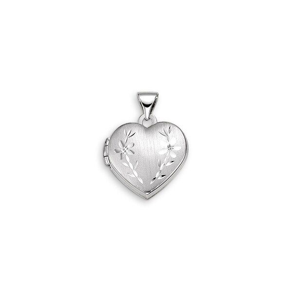 10K White Gold Heart Locket With Flower Details Taylors Jewellers Alliston, ON