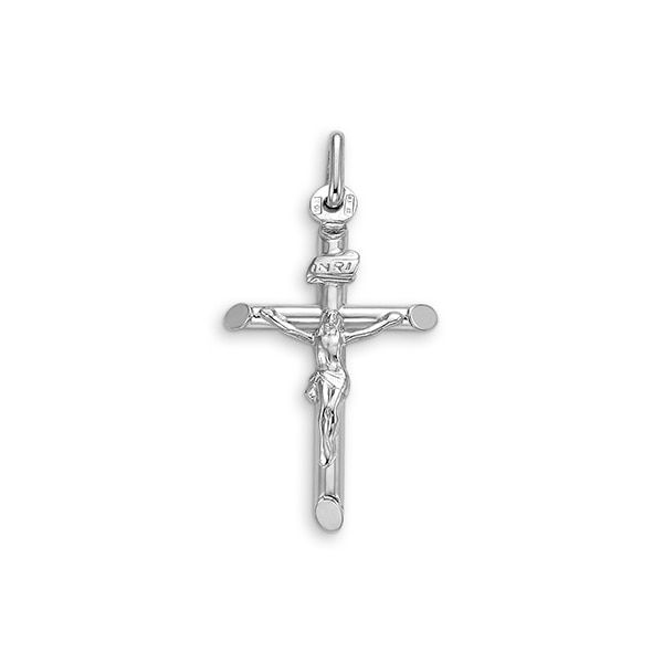 10K White Gold Medium Tube Crucifix Pendant Taylors Jewellers Alliston, ON