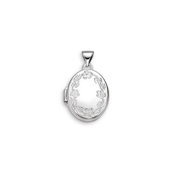 10K White Gold Flower Oval Locket Taylors Jewellers Alliston, ON