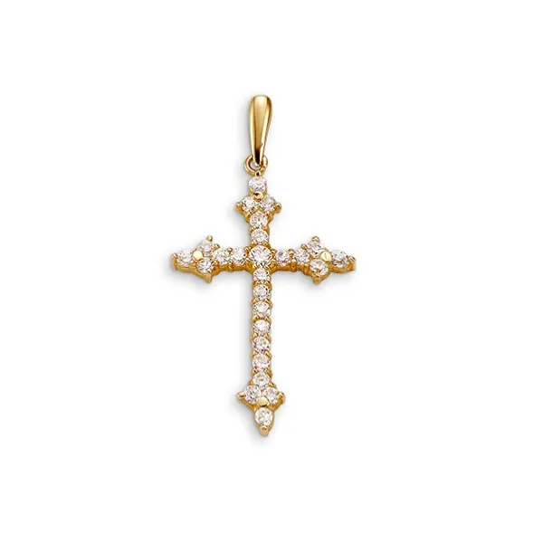 10kt Yellow Gold CZ Fancy Cross Pendant Taylors Jewellers Alliston, ON