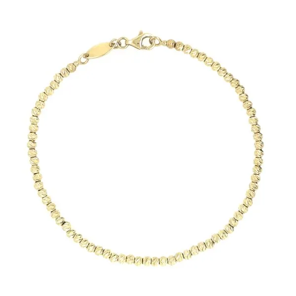 10KT Yellow Gold Diamond Cut Hollow Beaded Bracelet 7.5