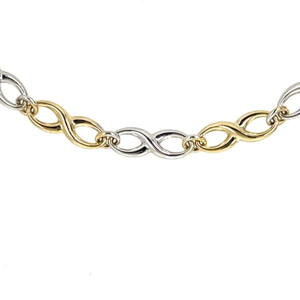 10Kt Two Tone Gold Infinity Bracelet 7.25