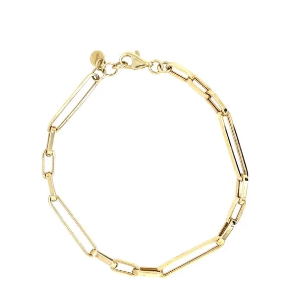 10KT Yellow Gold Hollow Paper Clip Bracelet 7.5