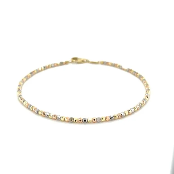 10K Tri-Colour Hammered Bead Bracelet Image 3 Taylors Jewellers Alliston, ON