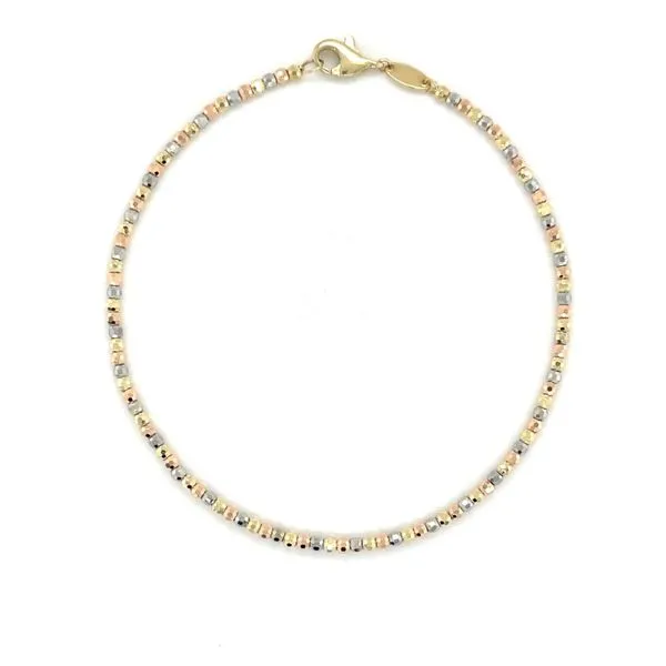 10K Tri-Colour Hammered Bead Bracelet Taylors Jewellers Alliston, ON
