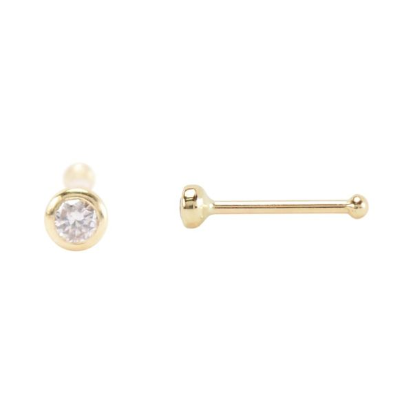 14K YELLOW GOLD STRAIGHT NOSE RING 0.03CT T.W Taylors Jewellers Alliston, ON