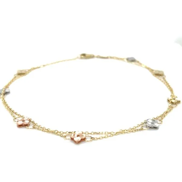 10K Gold Tri-Colour Flower Anklet Taylors Jewellers Alliston, ON
