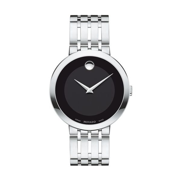 MOVADO 0607057  ESPERANZA, 39 MM STAINLESS STEEL CASE AND FREE-FALLING BRACELET DESIGN WITH MATTE BLACK MUSEUM DIAL WATCH Taylors Jewellers Alliston, ON