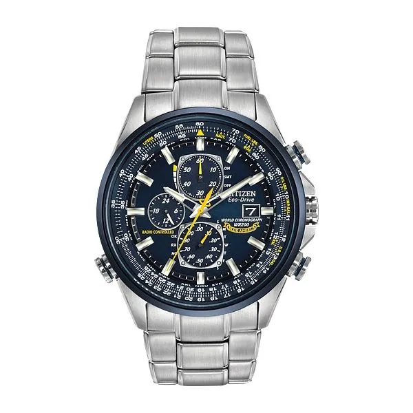 MEN'S AT8020-54L BLUE ANGELS CRONO AT ECO DRIVE WATCH  WR200 SSTB BRACELET BLUE, SAPPHIRE CRYSTAL Taylors Jewellers Alliston, ON