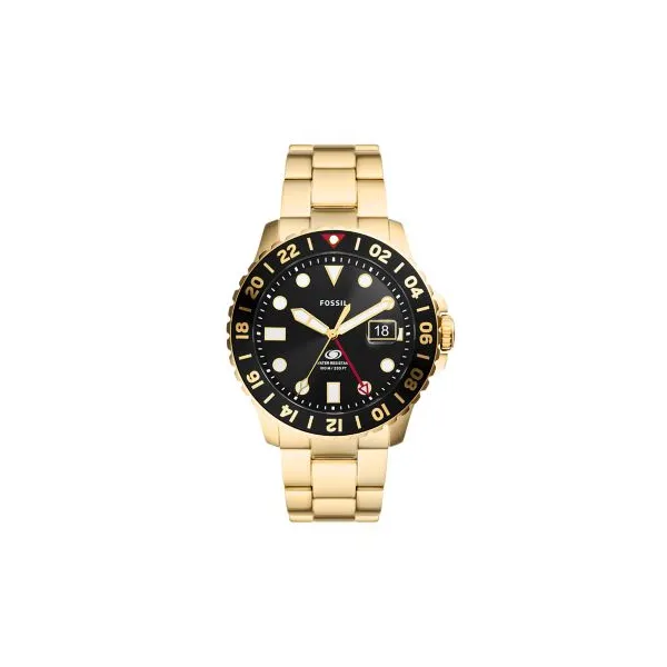 Fossil FS5990 Blue GMT Gold Tone Stainless Steel Watch Dive into Innovation