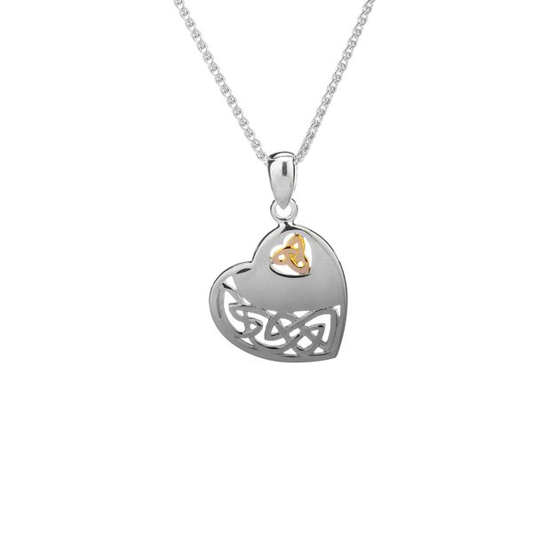 CELTIC HEART PENDANT IN STERLING SILVER & 10KT YELLOW GOLD PPX3640 18