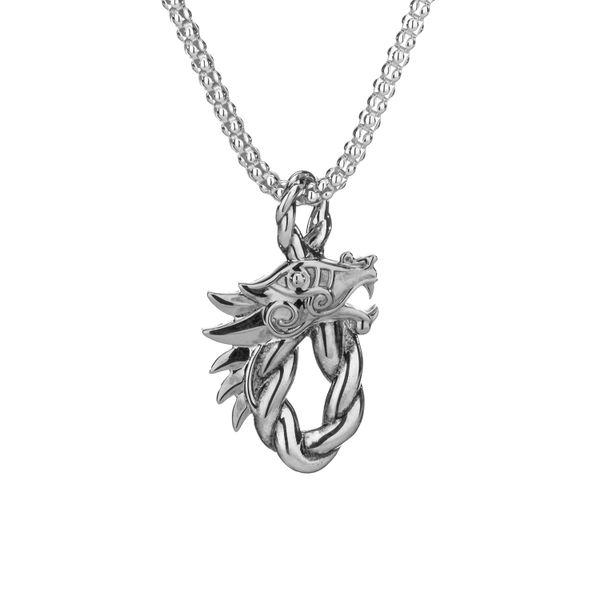 KEITH JACK STERLING SILVER OVAL DRAGON HEAD PENDANT PPS7358 18