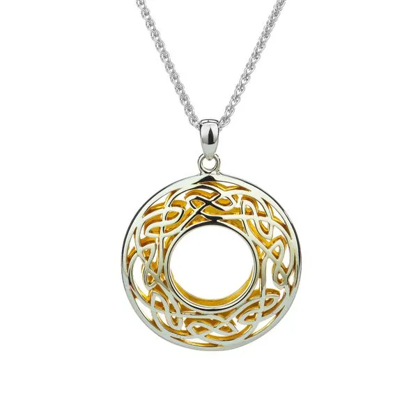 KEITH JACK WINDOW TO THE SOUL IN STERLING SILVER & 22KT YELLOW GOLD GILDED SMALL PENDANT 18