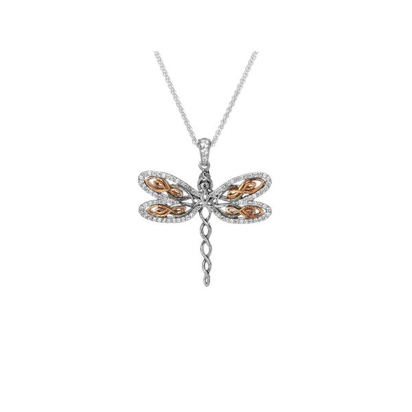 DRAGONFLY STERLING SILVER WITH RHODIUM FINISH PENDANT 18
